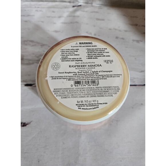 NEW Bath & Body Works Raspberry Mimosa 3-Wick Candle Home Fragrance 14.5oz - Picture 4 of 5